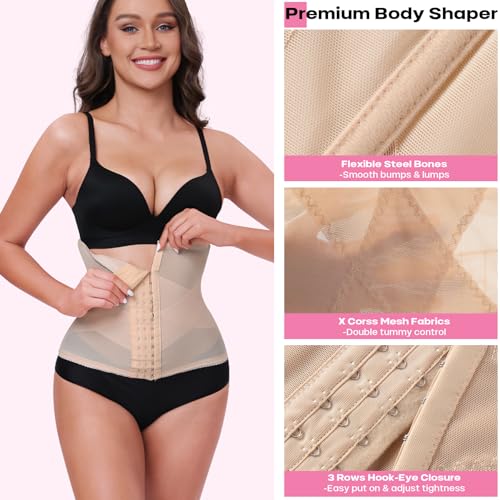 Redbean Breathable Waist Cincher for Women, Beige, Petite