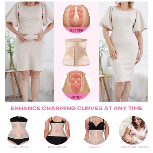 Redbean Breathable Waist Cincher for Women, Beige, Petite