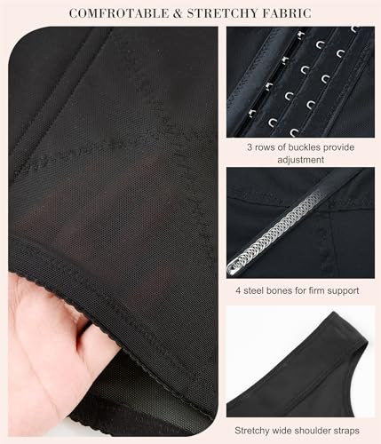 Nebility Black Waist Trainer Corset Shapewear for Women