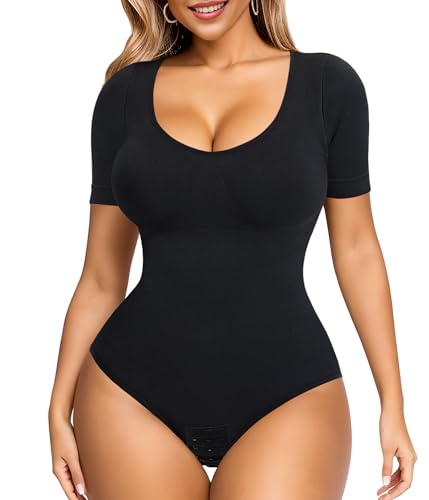 Irisnaya Tummy Control Shapewear Bodysuit - Large, Black