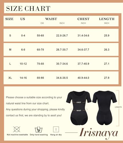 Irisnaya Tummy Control Shapewear Bodysuit - Large, Black