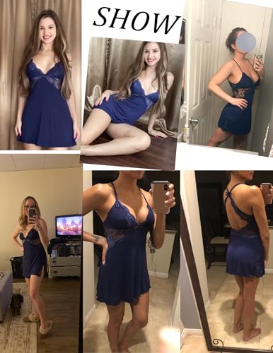 Avidlove Lace Chemise Babydoll Teddy Lingerie - Naughty Blue