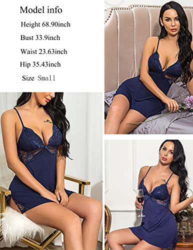 Avidlove Lace Chemise Babydoll Teddy Lingerie - Naughty Blue