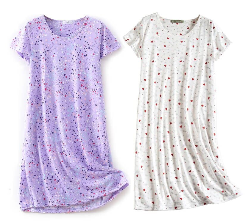Women's Cotton Nightgown Sleepwear Set, LittleHeart&PurpleStar - CHUNG