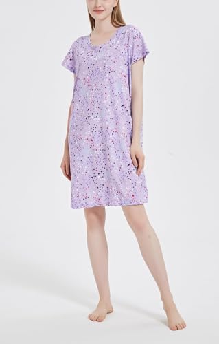 Women's Cotton Nightgown Sleepwear Set, LittleHeart&PurpleStar - CHUNG