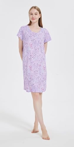 Women's Cotton Nightgown Sleepwear Set, LittleHeart&PurpleStar - CHUNG