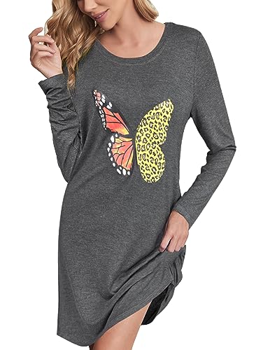 Cute Print Long Sleeve Sleepshirt for Women