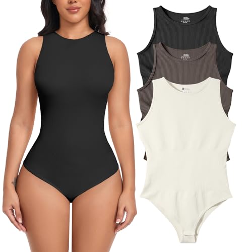 Sexy Ribbed Halter Neck Bodysuit for Women