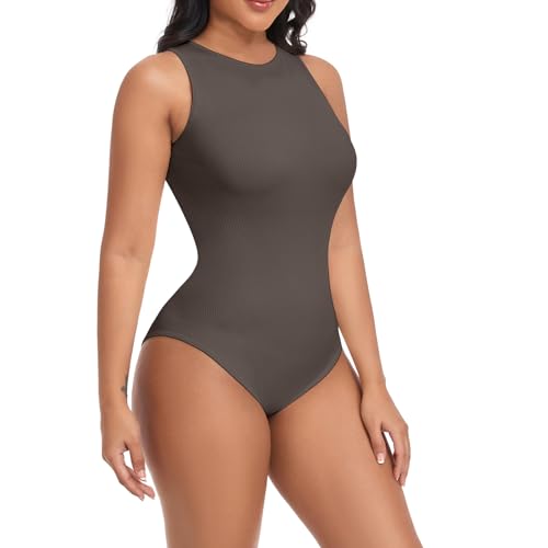 Sexy Ribbed Halter Neck Bodysuit for Women