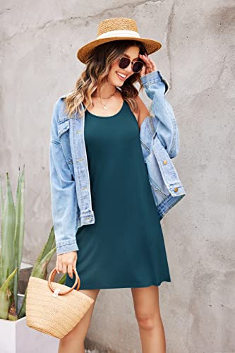 Ekouaer Women's Racerback Sleep Tank Chemise (A_Blue Green)