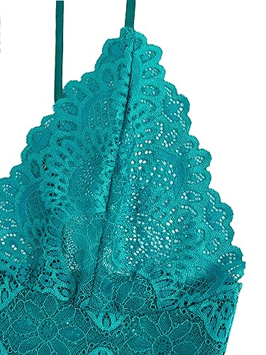 Green Lace Bra and Panty Set with Babydoll