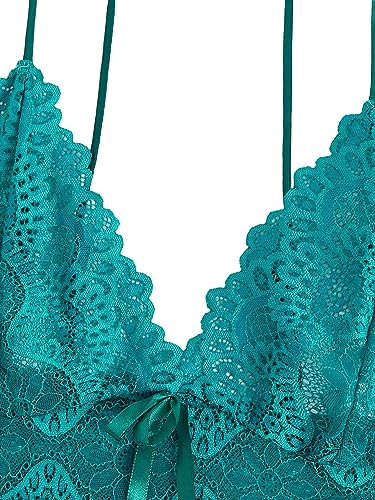 Green Lace Bra and Panty Set with Babydoll