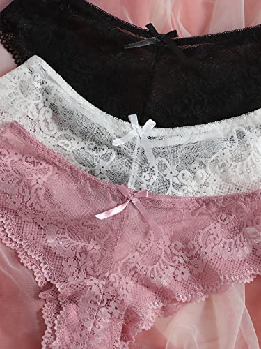 Verdusa 3-Piece Lace Lingerie Set in Black, White, Pink