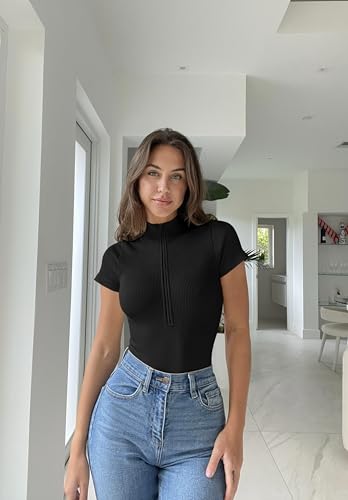 Ribbed Black One Piece Bodysuit - OQQ Brand