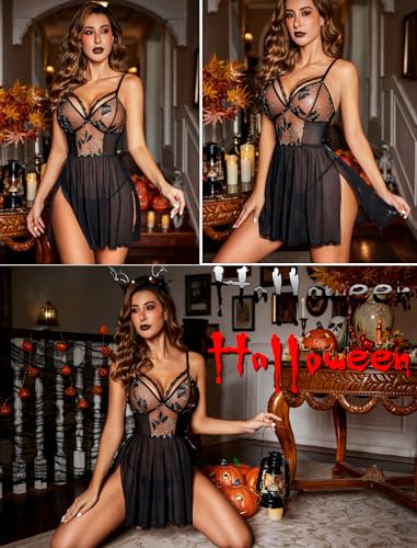 Avidlove Black Lace Babydoll Chemise Sexy Sleepwear Women