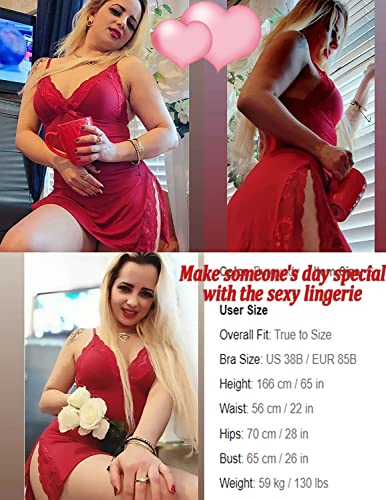 Avidlove Lace Chemise Lingerie Nightgown in Wine Red