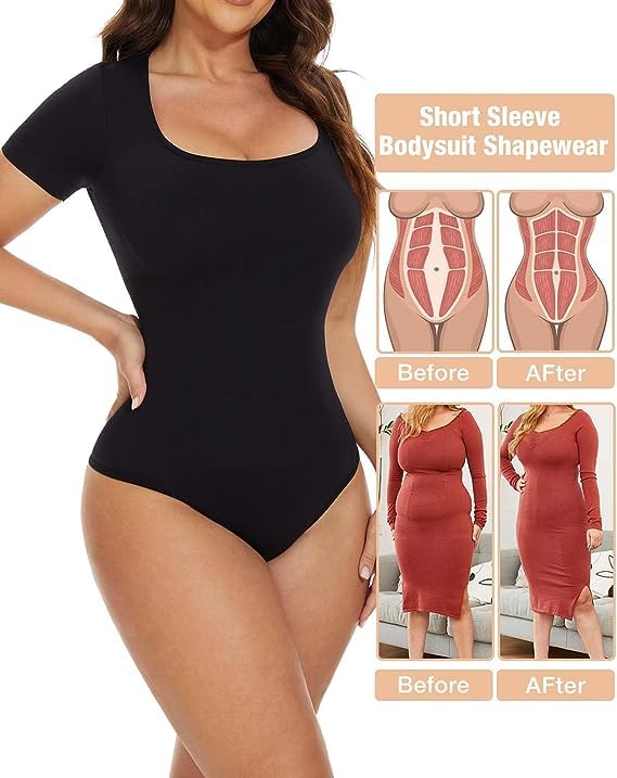 Square Neck Bodysuit: Tummy Control Shapewear for Women