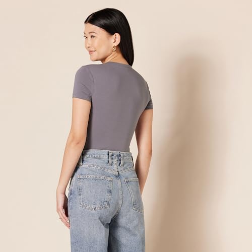 Pack of 2 Women's Stretch Cotton Bodysuits, Black/Grey