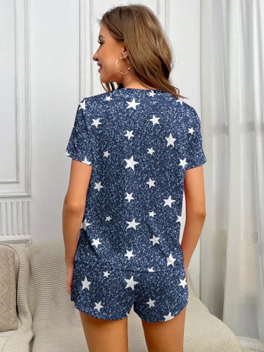 Ekouaer 4pc Women's Short Sleeve Pajama Set - Star&Cat