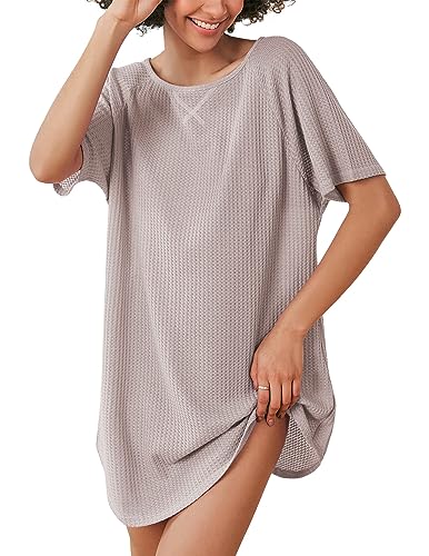 Cozy V-Neck Waffle Knit Nightgowns in Light Curry
