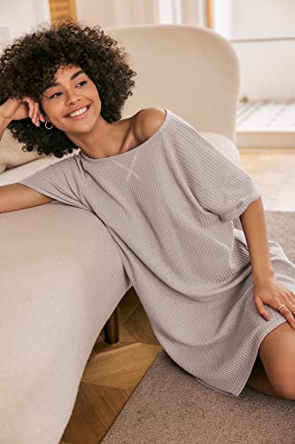 Cozy V-Neck Waffle Knit Nightgowns in Light Curry
