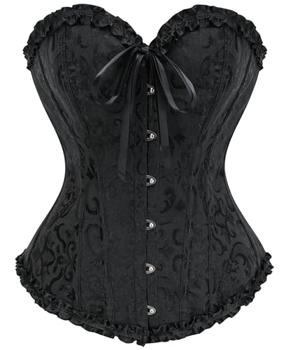 Vintage Lace-Up Black Corset Waist Cincher, Size XXL