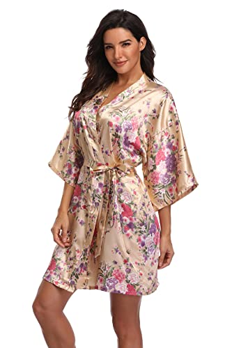 Floral Satin Bridesmaids Robes for Silky Getting Ready