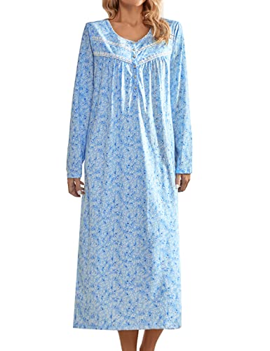 Soft Cotton Long Sleeve Night Gown for Women
