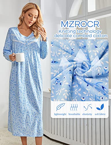 Soft Cotton Long Sleeve Night Gown for Women