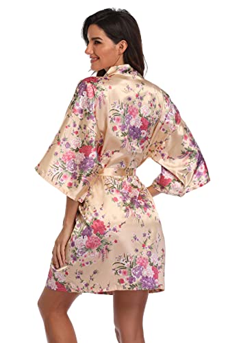 Floral Satin Bridesmaids Robes for Silky Getting Ready