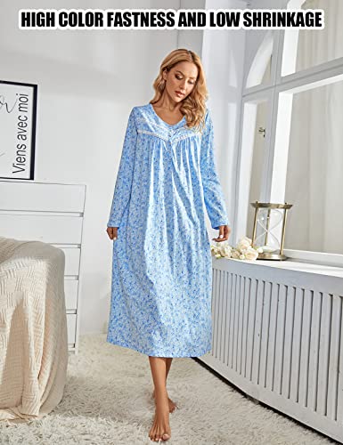 Soft Cotton Long Sleeve Night Gown for Women