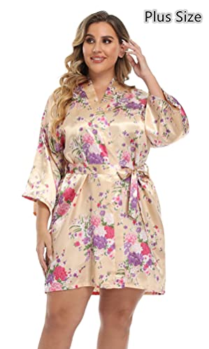 Floral Satin Bridesmaids Robes for Silky Getting Ready