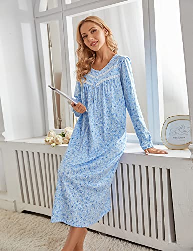 Soft Cotton Long Sleeve Night Gown for Women