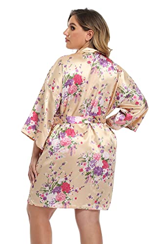 Floral Satin Bridesmaids Robes for Silky Getting Ready