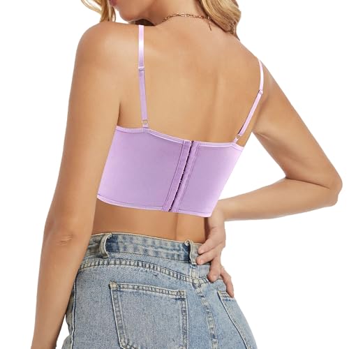 Chic Floral Embroidered Corset Top with Push-Up Bustier