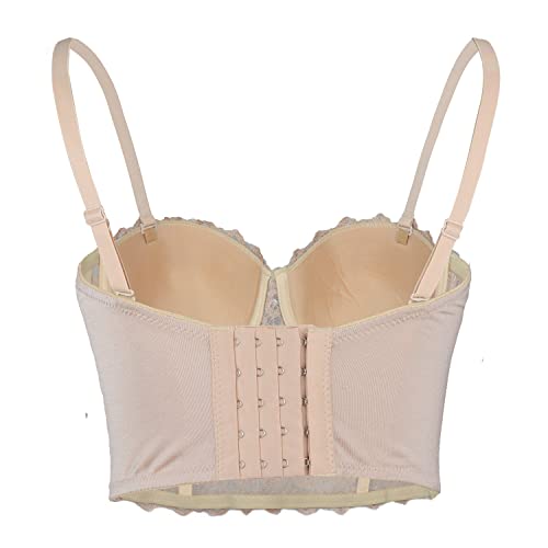 ELLACCI Lace Rhinestone Bustier Crop Top for Sexy Women