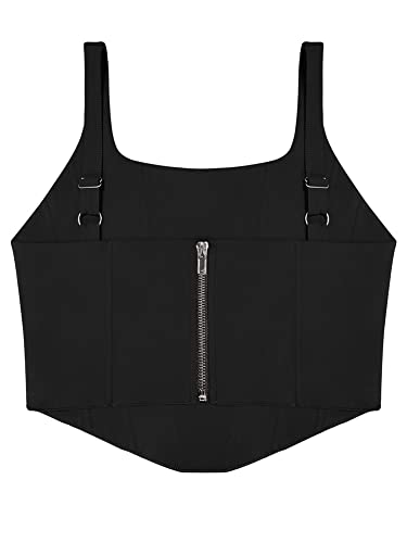 Sexy Square Neck Sleeveless Crop Top - Black