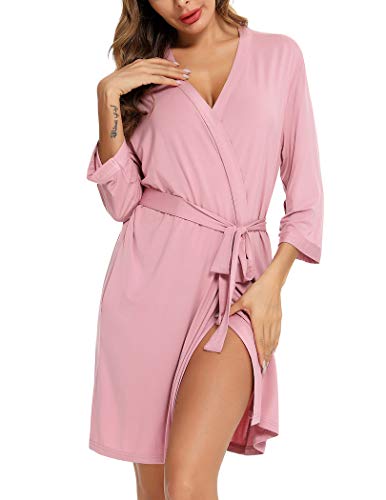 Soft Pink Short Robe for Women - Lightweight