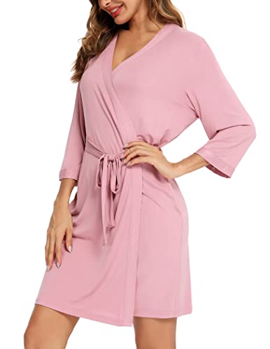 Soft Pink Short Robe for Women - Lightweight