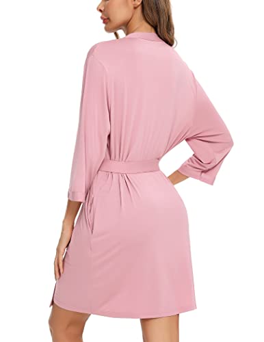 Soft Pink Short Robe for Women - Lightweight