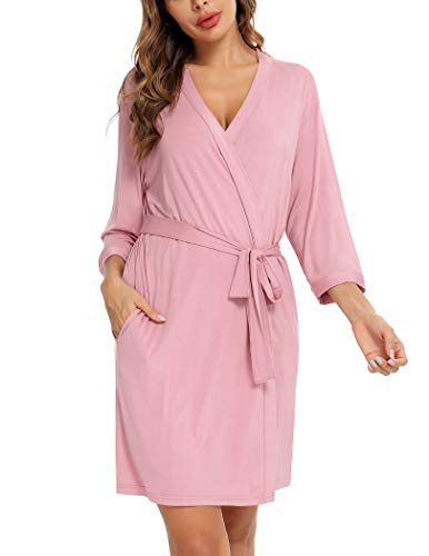 Soft Pink Short Robe for Women - Lightweight