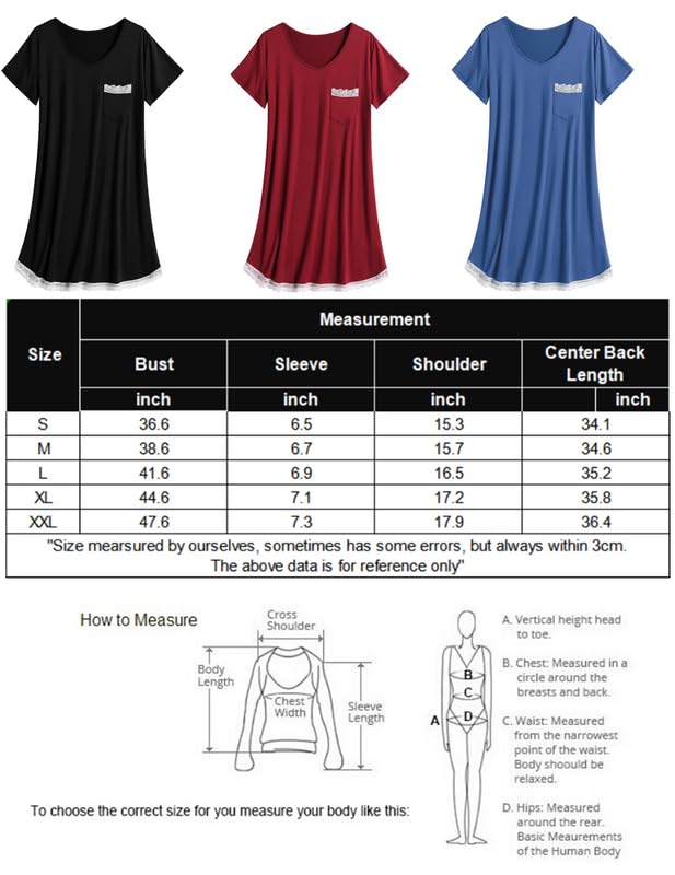 Ekouaer Women's Soft Wine Red Nightgown