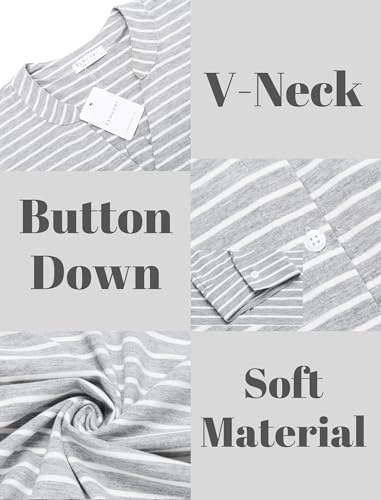 Ekouaer Women's Soft Striped Nightshirt Sleepwear