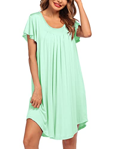 Ekouaer Short Sleeve Night Shirt House Dress Ice Green