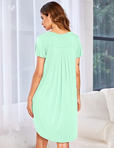 Ekouaer Short Sleeve Night Shirt House Dress Ice Green