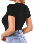 MANGOPOP Women's Short Sleeve Bodysuit in Round Neck