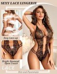 Black Lace Halter Teddy Bodysuit - Medium Size