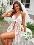 Sexy Eyelash Lace Babydoll Lingerie Dress for Women