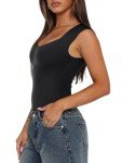 REORIA Women's Seamless Slimming V Neck Bodysuit Black