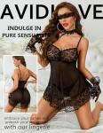 Avidlove Lace Babydoll Lingerie Nightgown for Women Black